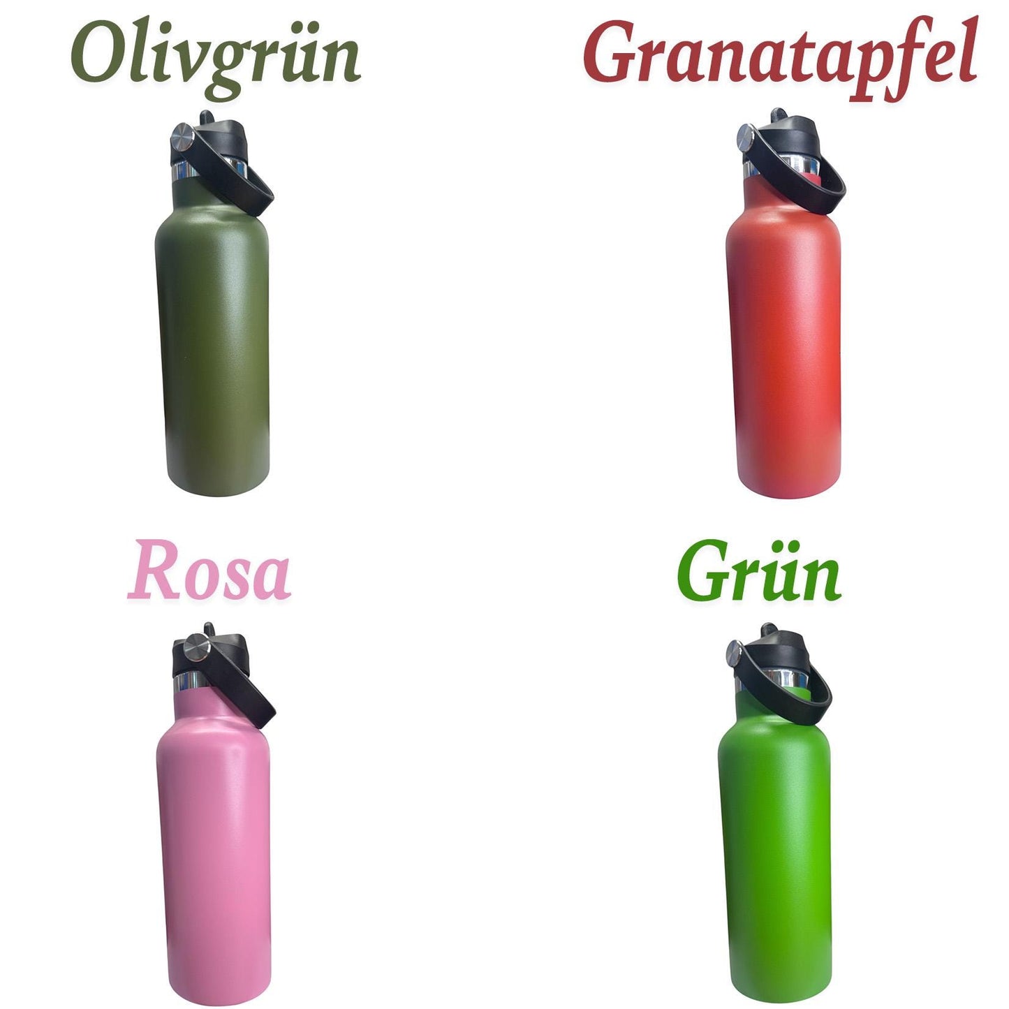 Personalized thermos flask, stainless steel flask, laser engraving with desired name and motif, drinking bottle, 500ml various colors