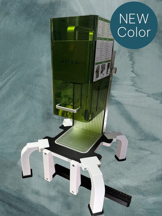 Xtool F1 Riser XL in new color showcasing its design for engraving larger objects.