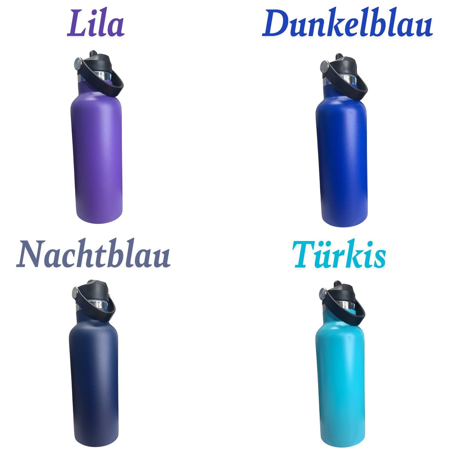 Personalized thermos flask, stainless steel flask, laser engraving with desired name and motif, drinking bottle, 500ml various colors
