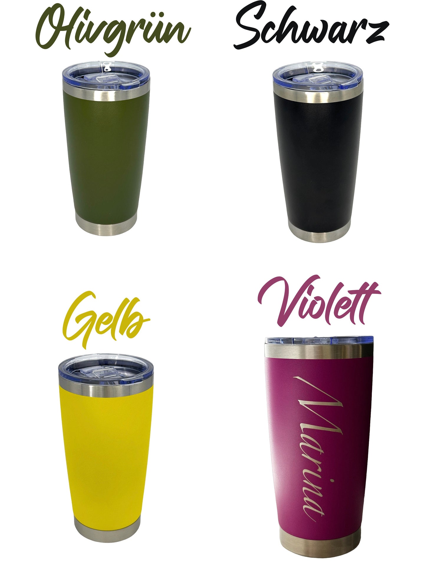 Personalisierter Thermobecher 590ml – Edelstahl mit Wunschname & Lasergravur