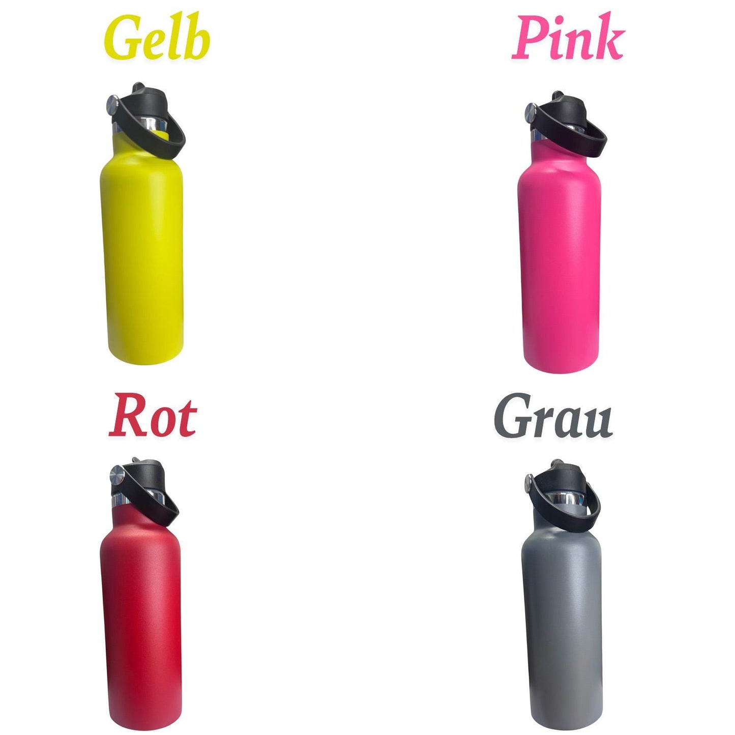 Personalized thermos flask, stainless steel flask, laser engraving with desired name and motif, drinking bottle, 500ml various colors