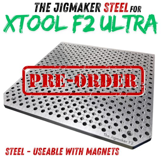 xTool F2 Ultra Jigmaker STEEL Multitool Zubehör mit Lochmuster für präzise Aufbauten, vorbestellbar.