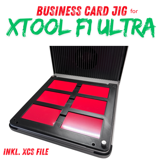 xTool F1 Ultra Business Card Jig – Präziser 6-Karten-Halter für Seriengravuren.