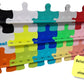 Bunte Echo Dot Halterung Kinderzimmer aus Steckelementen in Puzzle-Form, erweiterbar und ohne Schrauben.