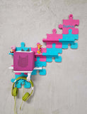 Tonie Regal Prinzessinnen Puzzle mit Toniebox und Figuren in pink und blau, ideal für Kinderzimmer. Softmoderne Aufbewahrungslösung.
