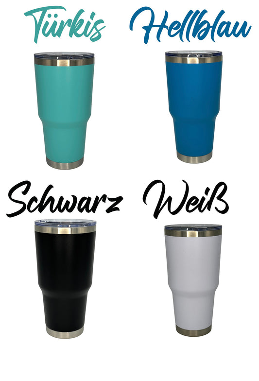Personalisierter Thermobecher 900ml – Edelstahlbecher mit Wunschname & Lasergravur