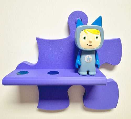 Tonie Puzzle-Erweiterung für 3 Figuren – Flexible Wandregal Ergänzung in 15 Farben mit Figurenhalter in Blau.