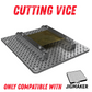 xTool F2 Ultra Cutting Vice on jigmaker fixture plate for accurate cuts and minimal warping.