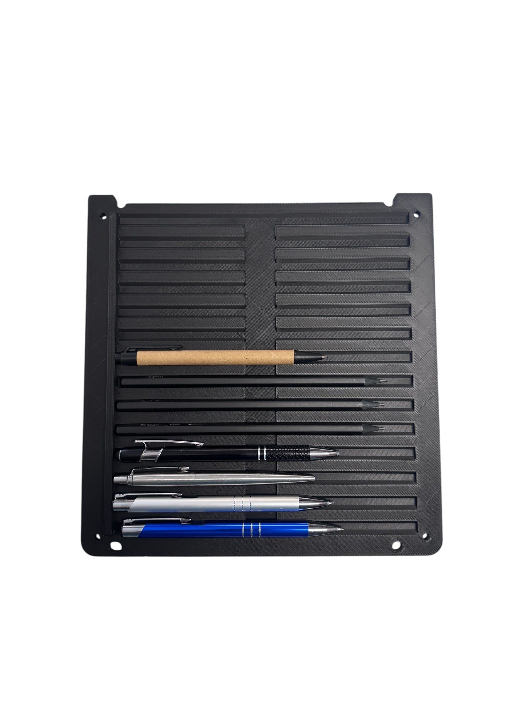 xTool F1 Ultra Pencil Jig with various pens arranged for precise engraving.