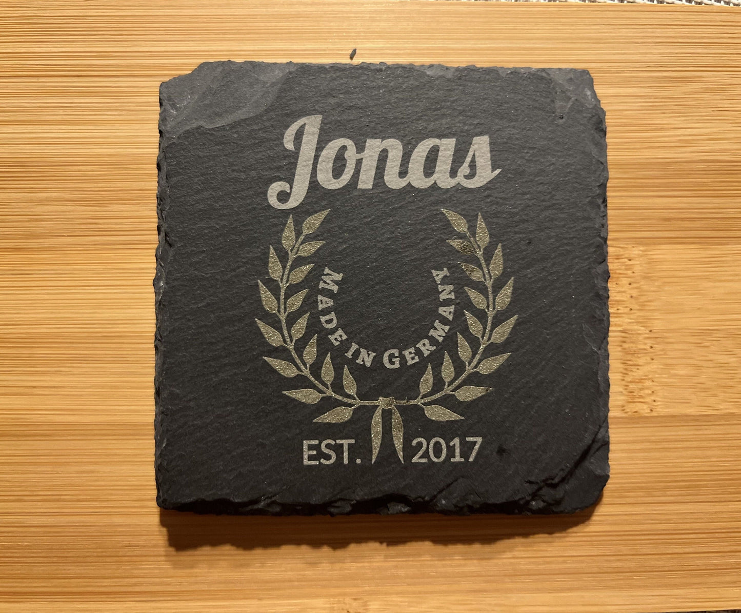 Personalisierter Schiefer Untersetzer – Individuelles Gastgeschenk mit Lasergravur