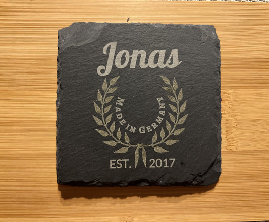 Personalisierter Schiefer Untersetzer – Individuelles Gastgeschenk mit Lasergravur