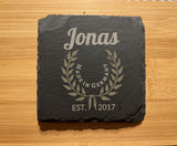 Personalisierter Schiefer Untersetzer – Individuelles Gastgeschenk mit Lasergravur