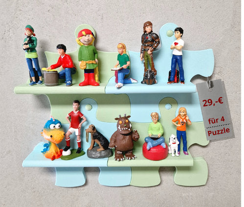 Tonie Wandregal Erweiterung für 3 Figuren in 5 Pastellfarben mit verschiedenen Figuren auf einem stylischen Regal