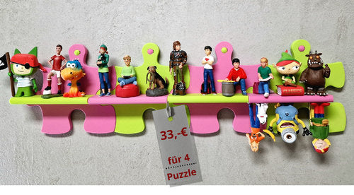 Tonie Wandregal Erweiterung für 3 Figuren in Pastellfarben mit farbenfrohen Figurinen.
